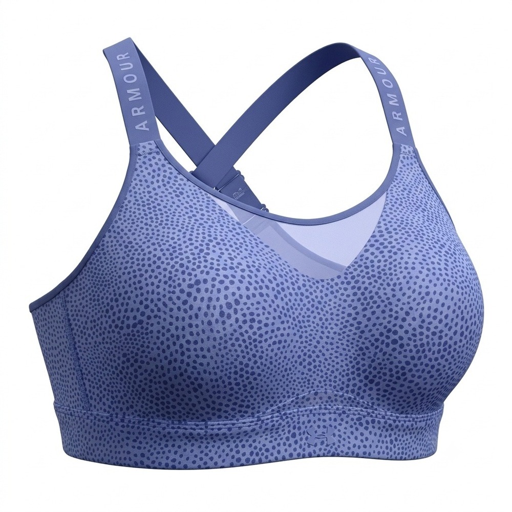 Under Armour Womens Infinity High Printed Sports Bra Purple Blue 1X 1369984-495